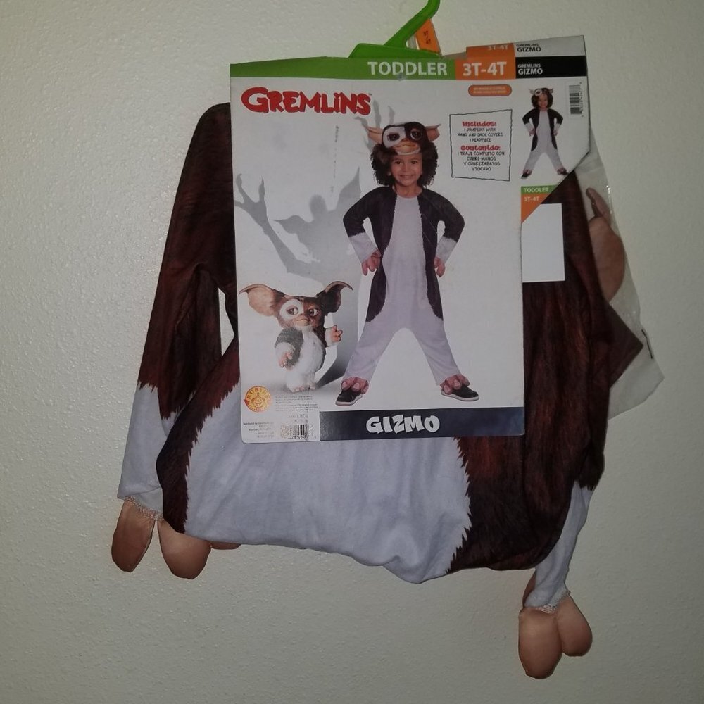 NEW Gizmo Gremlins Halloween Costume Toddler 3T/4T Jumpsuit Headpiece - Picture 3 of 8
